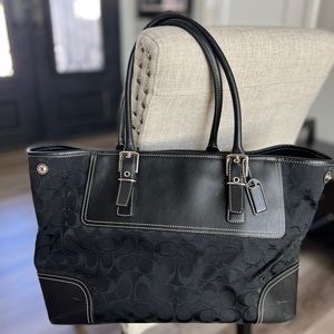 Coach Black Canvas and Leather Tote